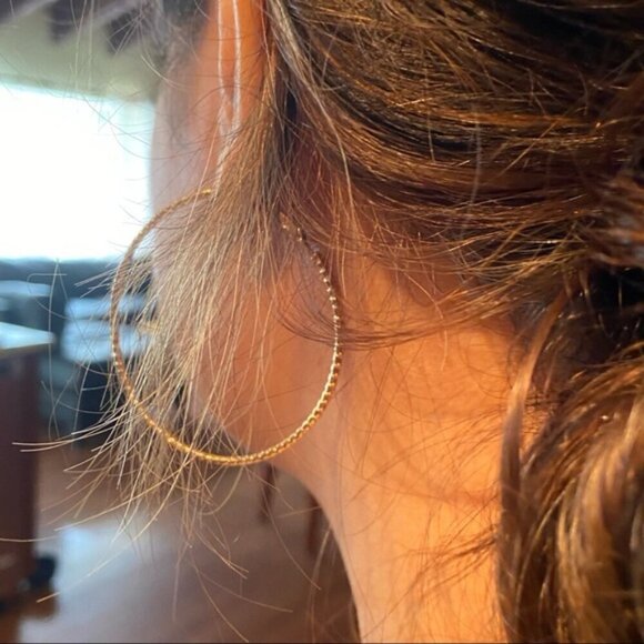 Miami style big gold steel tubular classic hoops/earrings/fashion jewelry - Picture 2 of 5